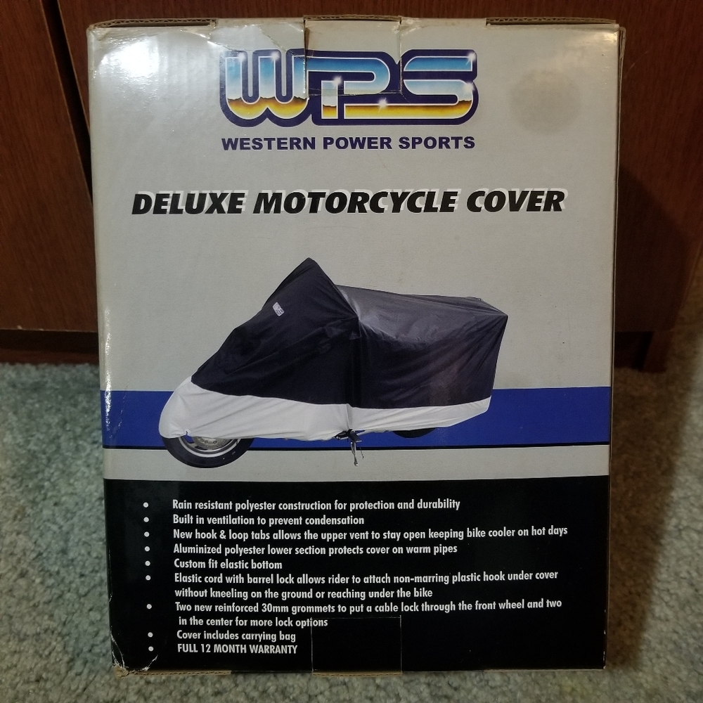 Western Power Sports Deluxe Water Resistant Motorcycle Cover Size Large Black
